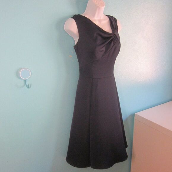 Gal Meets Glam Womens Size 6 Petite Dark Blue Twist Front Formal Midi Dress - Picture 1 of 15